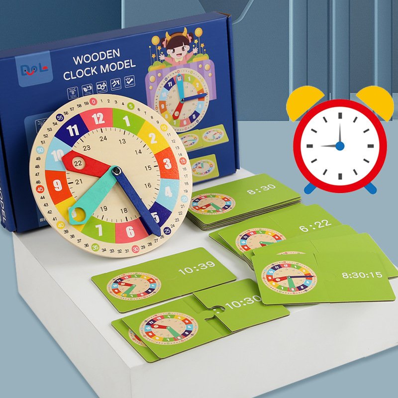 learning time with wooden clock for toddlers