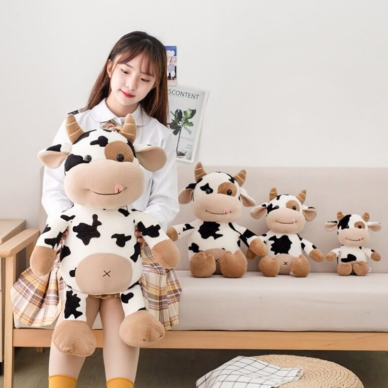 Black and White Patchy Cow Doll Plush Toy